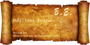 Bálint Erina névjegykártya
